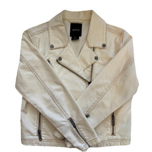 ATWYLD Heavy Canvas Cream Motorcycle Jacket Size Medium Women EUC Cordura Blend
